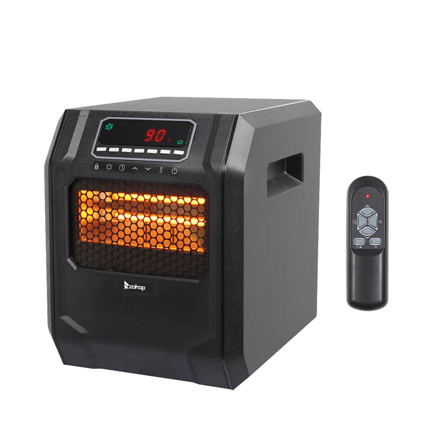 HT1188N 1500W Quartz Tube Heater Digital Style 4 Quartz Tubes Black (Change to Metal Fan)