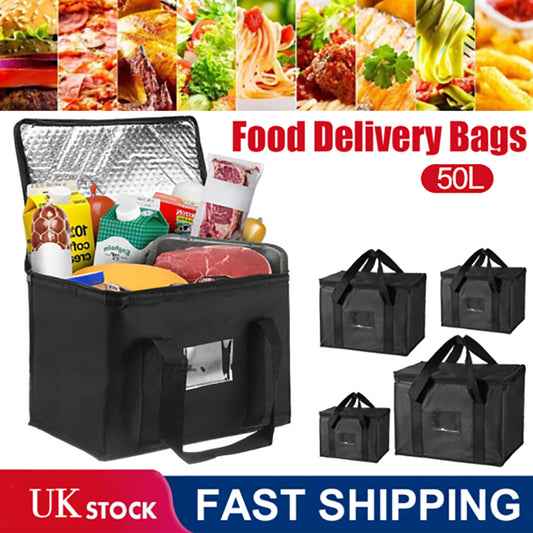 50L FOOD DELIVERY INSULATED BAGS PIZZA TAKEAWAY THERMAL WARM/COLD BAG RUCK UK