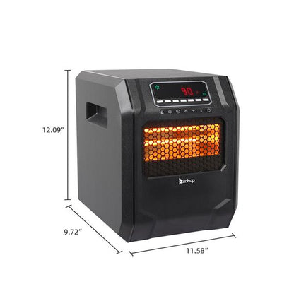 HT1188N 1500W Quartz Tube Heater Digital Style 4 Quartz Tubes Black (Change to Metal Fan)