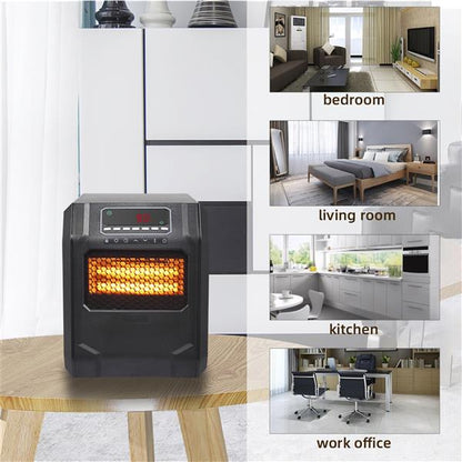 HT1188N 1500W Quartz Tube Heater Digital Style 4 Quartz Tubes Black (Change to Metal Fan)